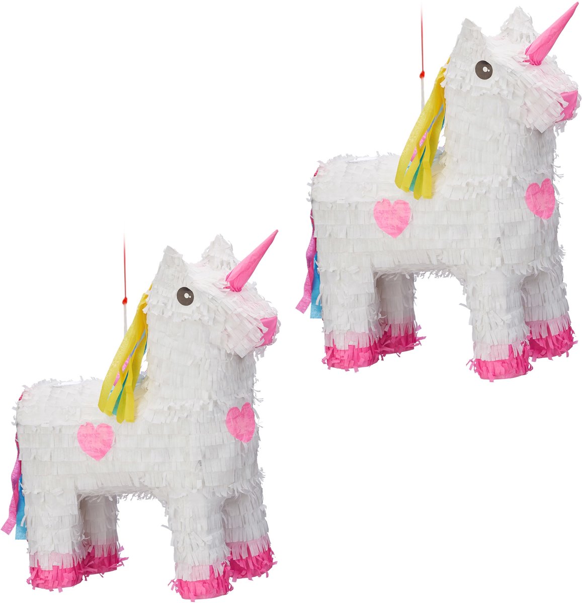 relaxdays 2x pinata eenhoorn - hangen - voor kinderen - zelf vullen - verjaardag – unicorn