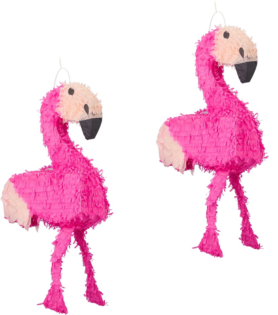 relaxdays 2x pinata flamingo - ophangen - voor kinderen - zelf vullen - verjaardag – roze