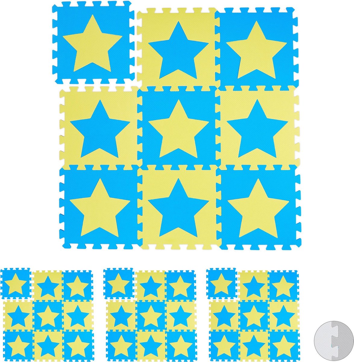 relaxdays 36 x puzzelmat ster - speelmat - speelkleed - vloerpuzzel - speeltapijt – kinder