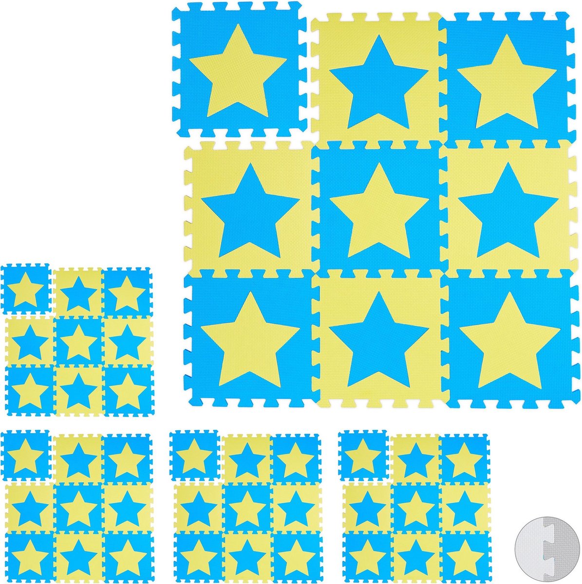 relaxdays 45 x puzzelmat ster - speelmat - speelkleed - vloerpuzzel - speeltapijt – kinder