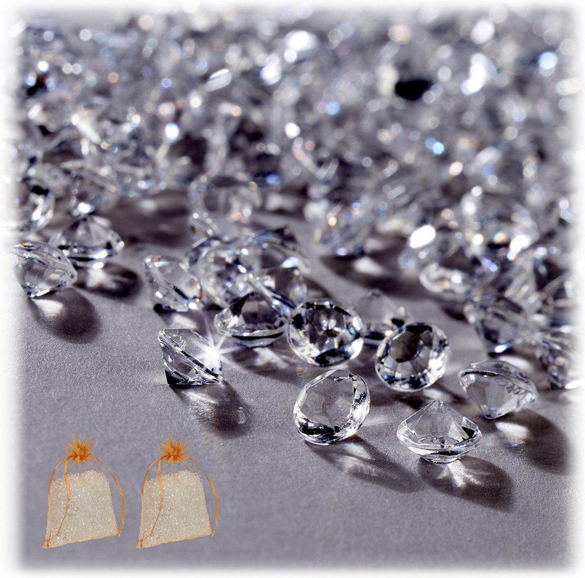 relaxdays 6000x decoratie diamanten - set - nep diamantjes - deco steentjes - diamant