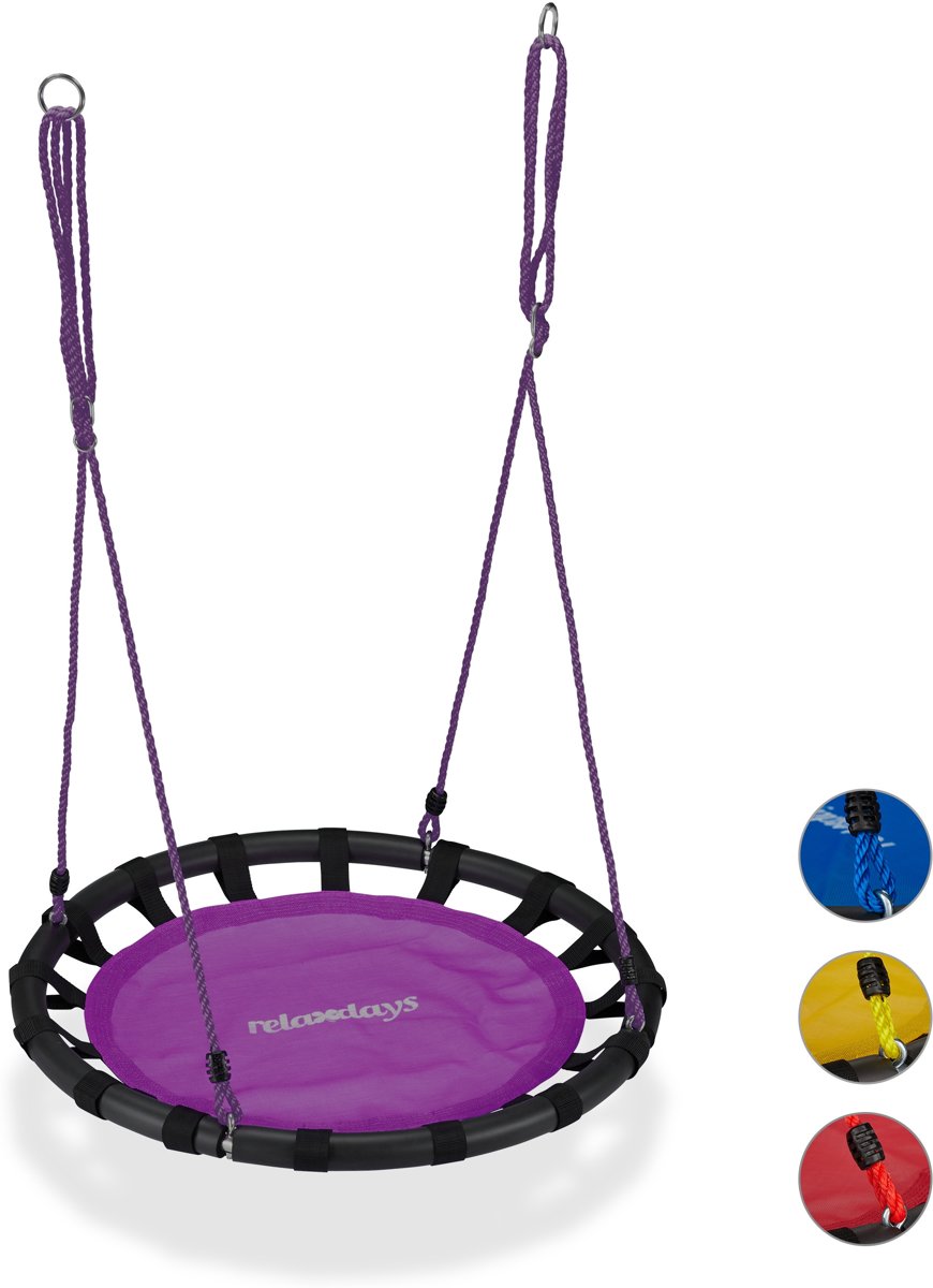 relaxdays Nestschommel - ronde schommel - 80 cm - kinderschommel - schommel buiten purper