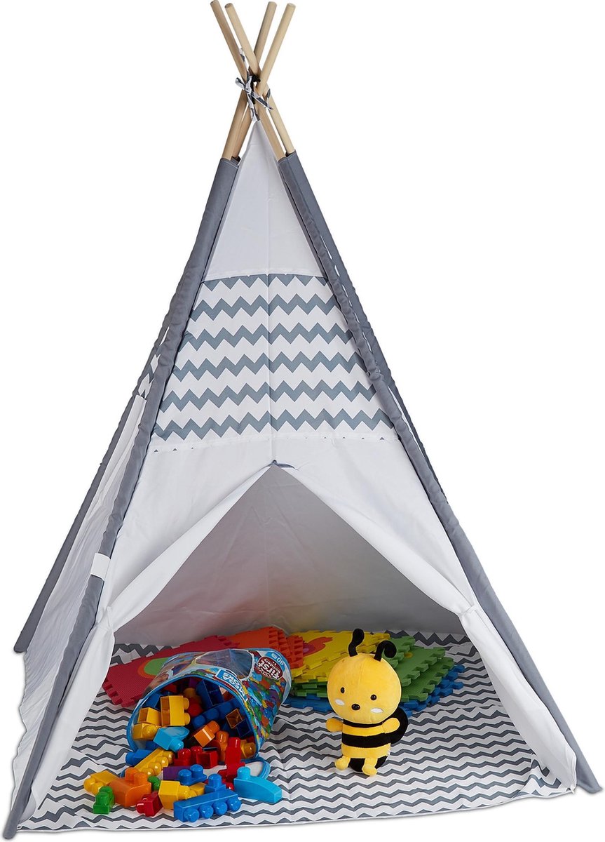 relaxdays Tipi speeltent kind - kindertent - indianentent - wigwam - tent kinderkamer