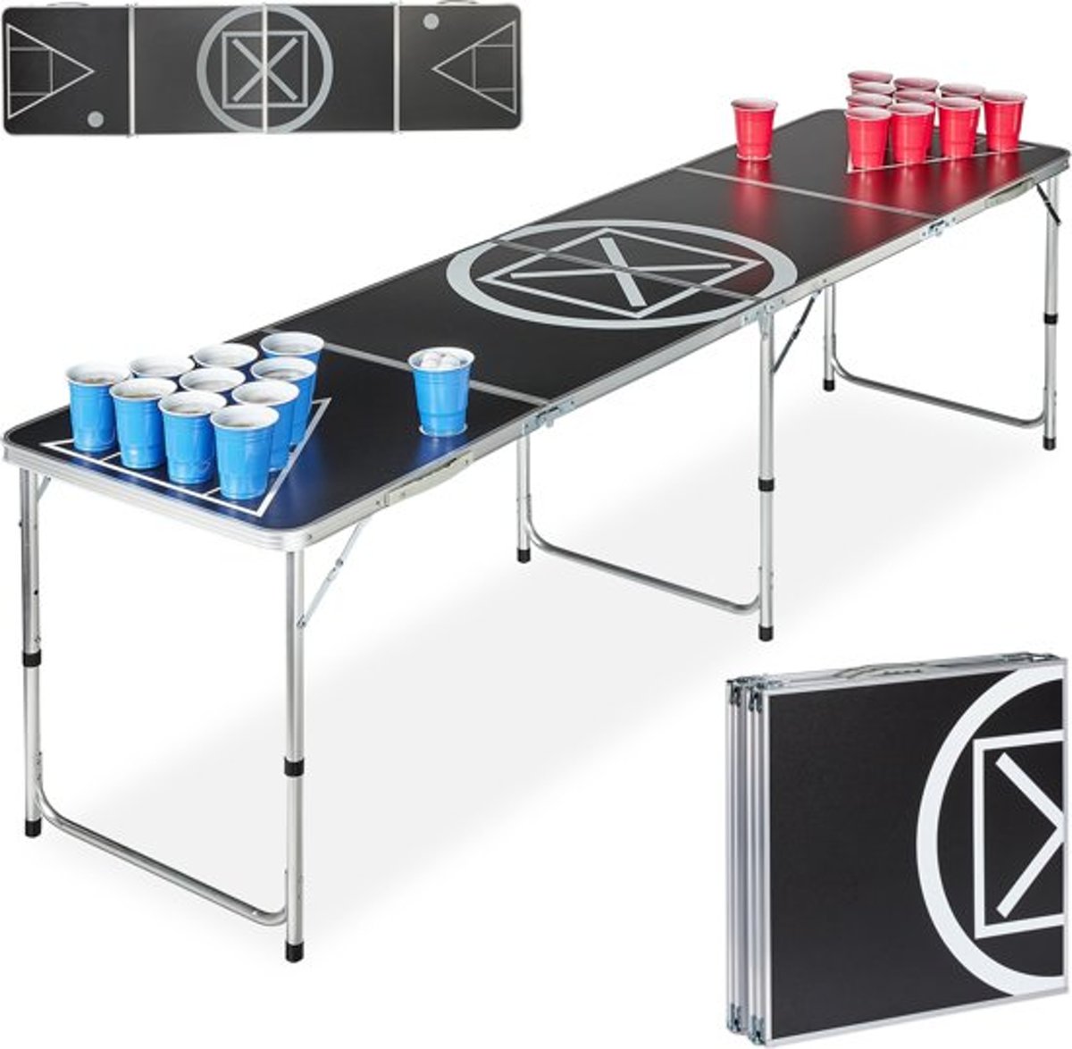 relaxdays beer pong tafel - drankspel - bierspel - bier pong tafel - bierspel - bierpong Grijs