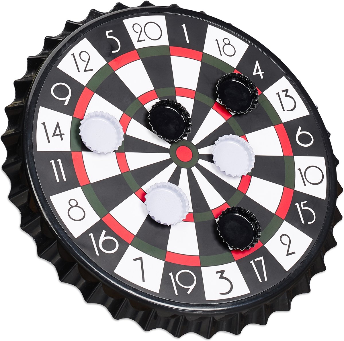 relaxdays bierdop dartspel - magnetisch dartboard - drankspel - feest - met 6 dopjes