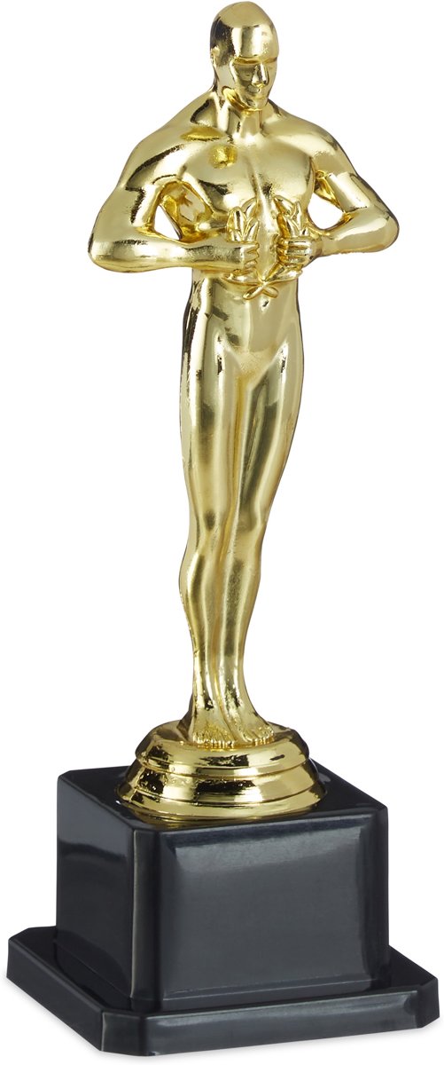 relaxdays bokaal met krans - Hollywood trofee - filmprijs decoratie - 18 cm hoog - goud