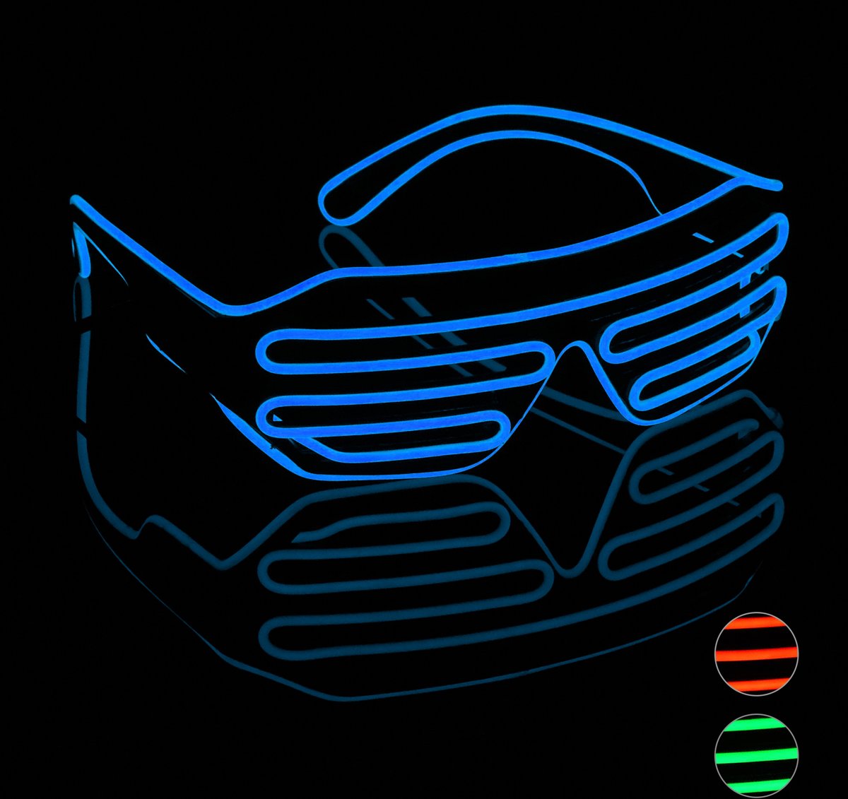 relaxdays feestbril led - EL Wire Shutter Shades - lamellen bril - 3 modi - feest bril blauw