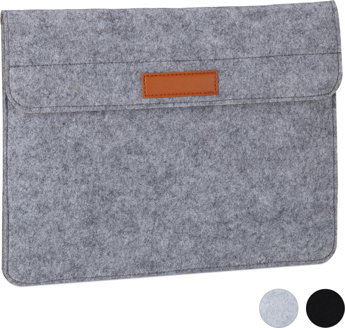 relaxdays laptophoes - 13 inch - laptopsleeve - tablethoes - beschermhoes laptop - vilt antraciet