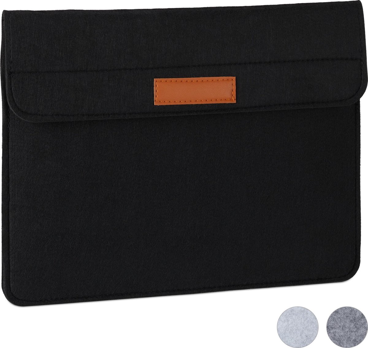 relaxdays laptophoes - 13 inch - laptopsleeve - tablethoes - beschermhoes laptop - vilt zwart