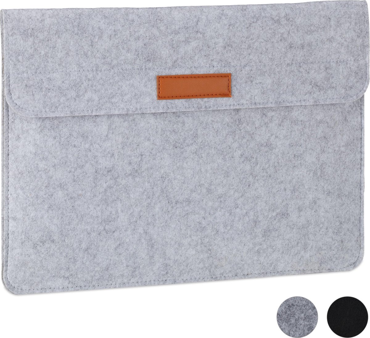 relaxdays laptophoes - 15,4 inch - laptop sleeve - laptoptas - tablethoes - beschermhoes grijs