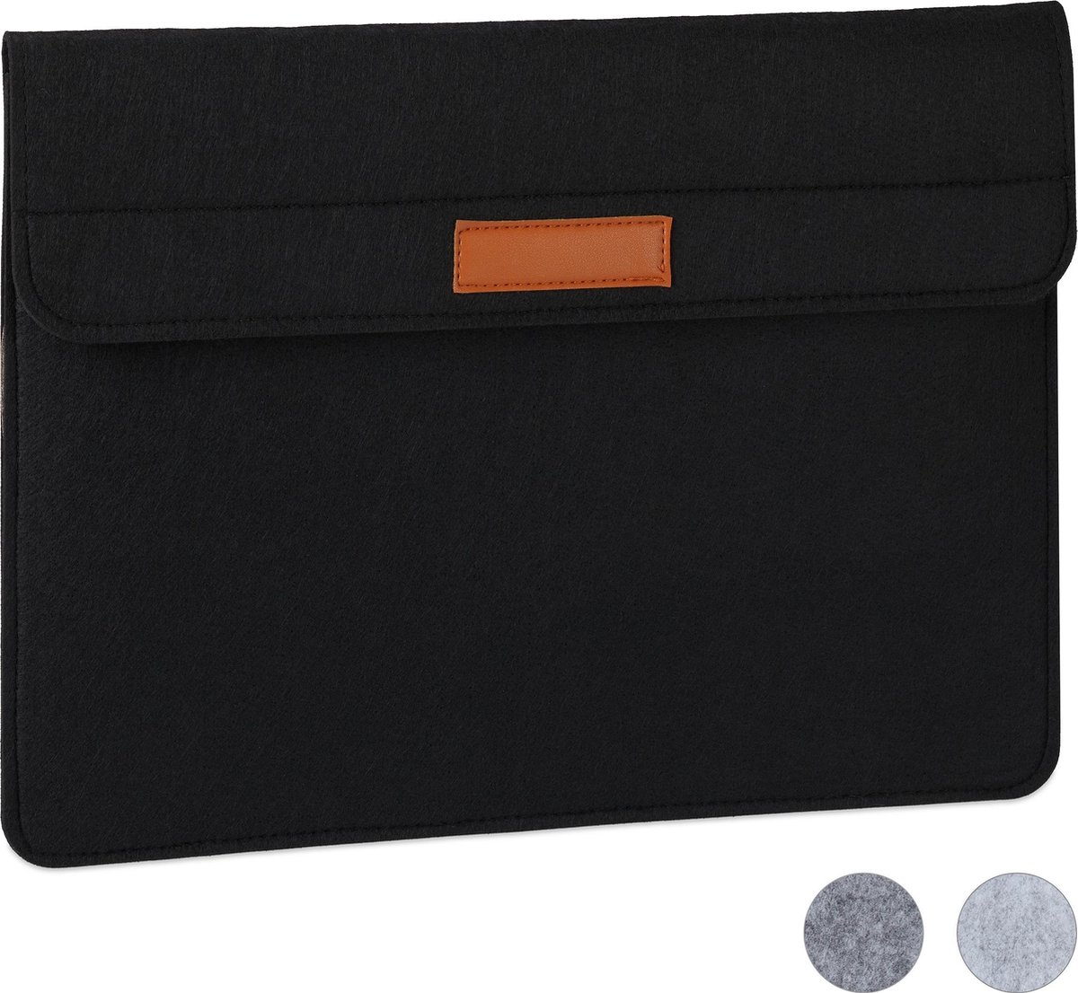 relaxdays laptophoes - 15,4 inch - laptop sleeve - laptoptas - tablethoes - beschermhoes zwart