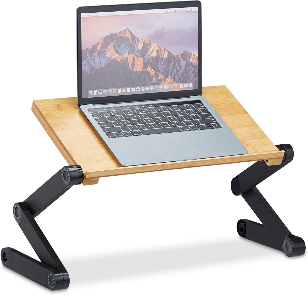 relaxdays laptopstandaard verstelbaar - bamboe laptoptafel - laptophouder - DJ tafel