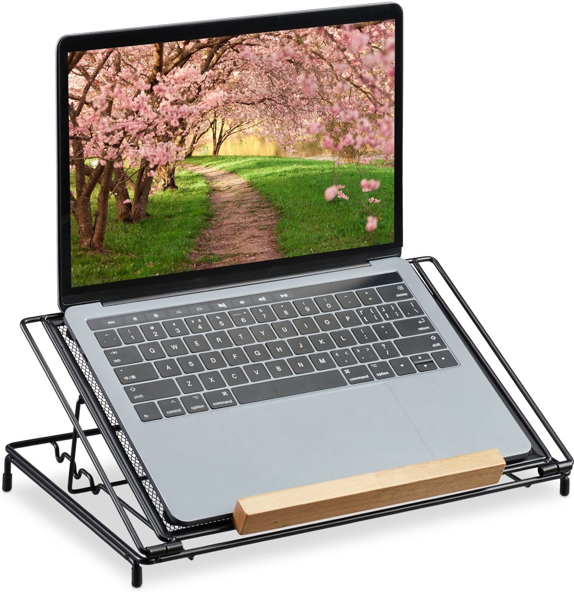 relaxdays laptopstandaard verstelbaar - boekensteun - laptoptafel - van 10 tot 14 inch zwart