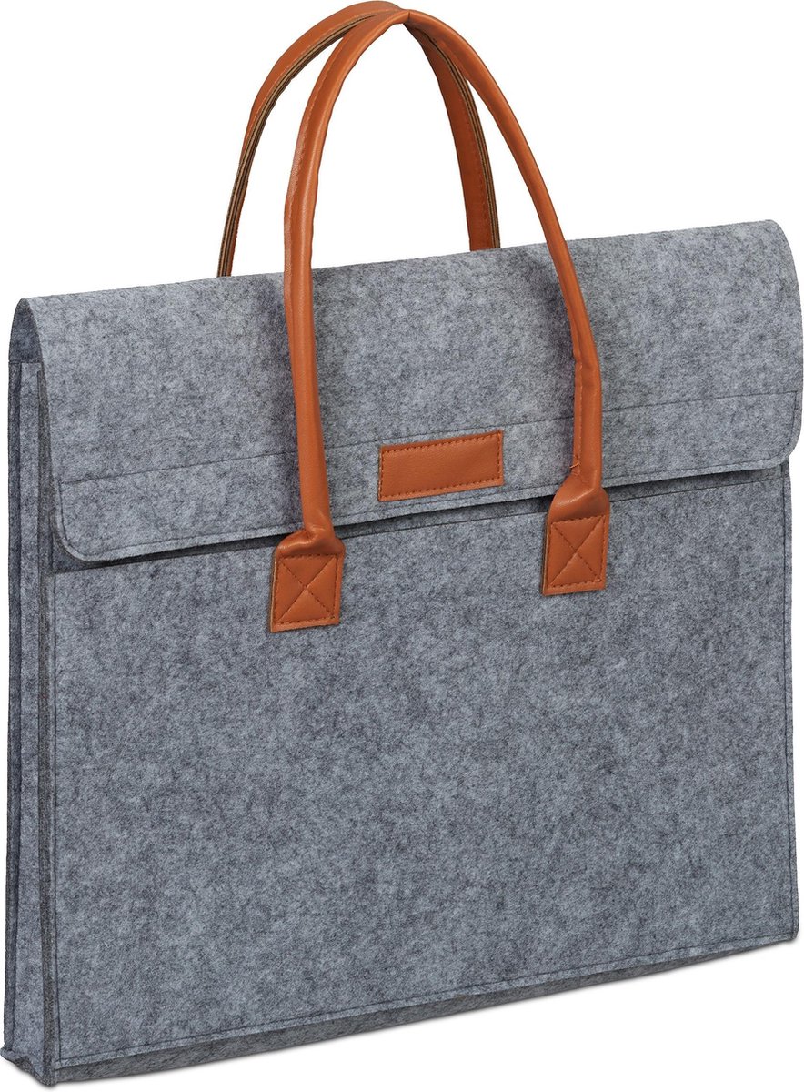 relaxdays laptoptas 15,4 inch - laptophoes - laptop sleeve - tablethoes - zacht - vilt antraciet