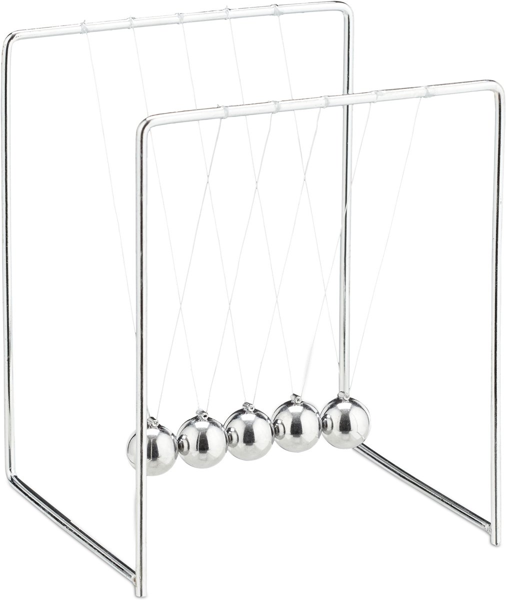 relaxdays newton cradle - 5 balanceerballen voor op het bureau - Newton pendel