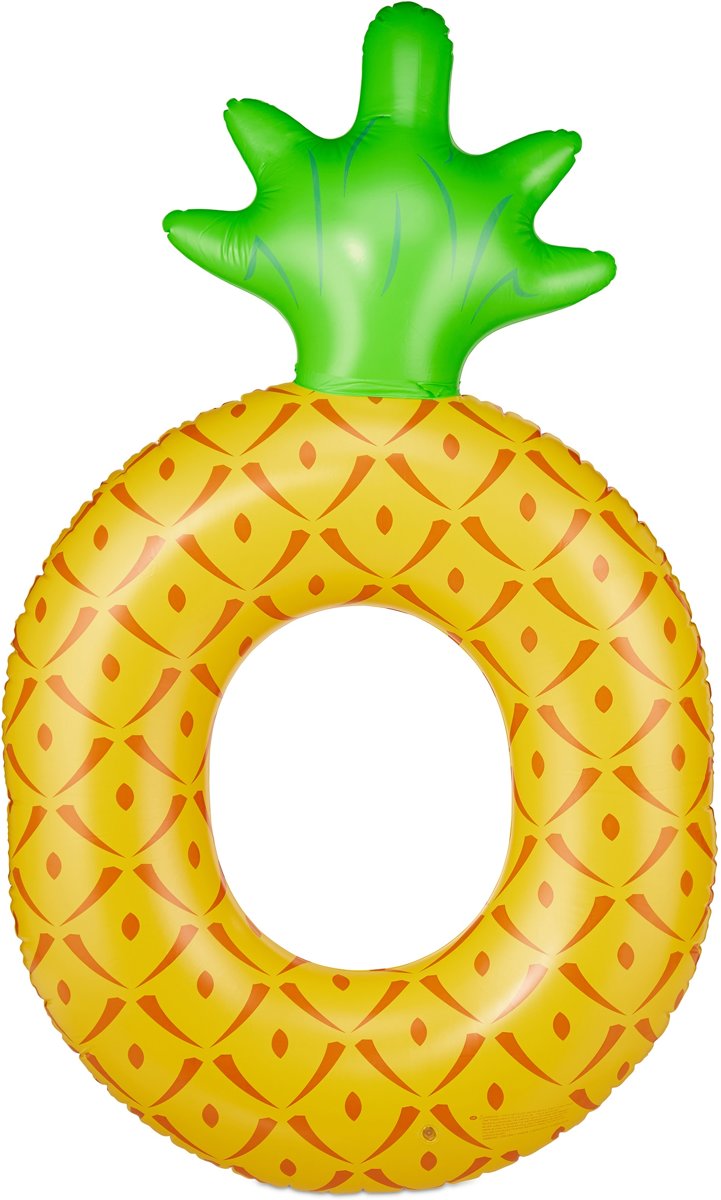 relaxdays opblaasbare ananas zwemband - groot - opblaasfiguur - zwemring - waterspeelgoed