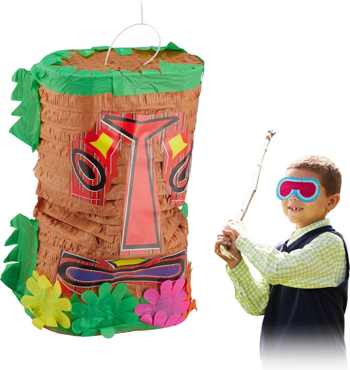 relaxdays pinata tiki - indianen pinata - Hawaii piñata - masker - decoratie - verjaardag