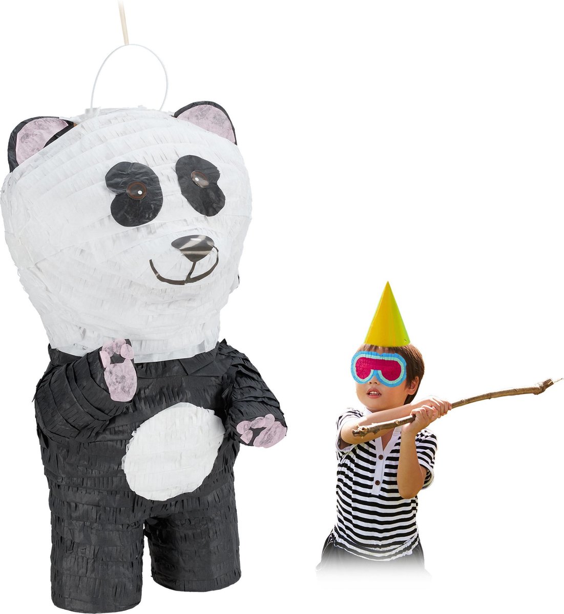 relaxdays piñata panda - decoratie - verjaardag - kinderen - zelf vullen - feestversiering