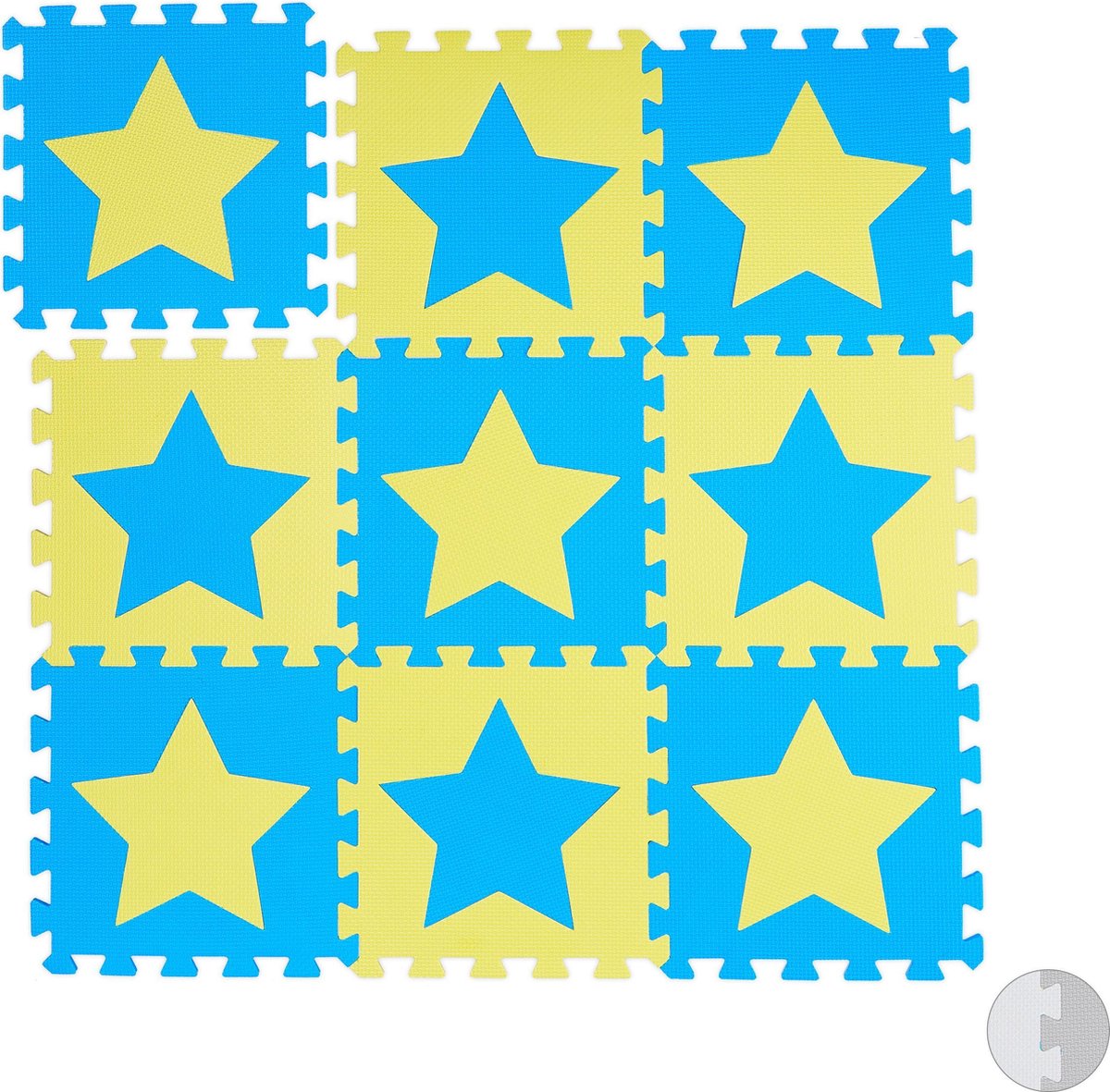 relaxdays puzzelmat ster - speelmat baby - speelkleed - vloerpuzzel - speeltapijt - foam Blau-Gelb