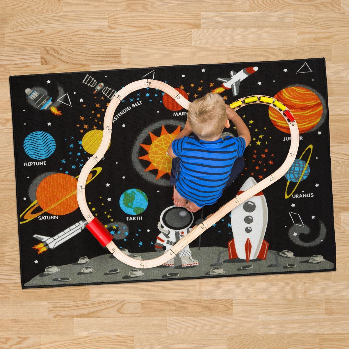 relaxdays speelkleed ruimte - speelmat - speeltapijt - kinderkamer kleed - 150 x 100 cm