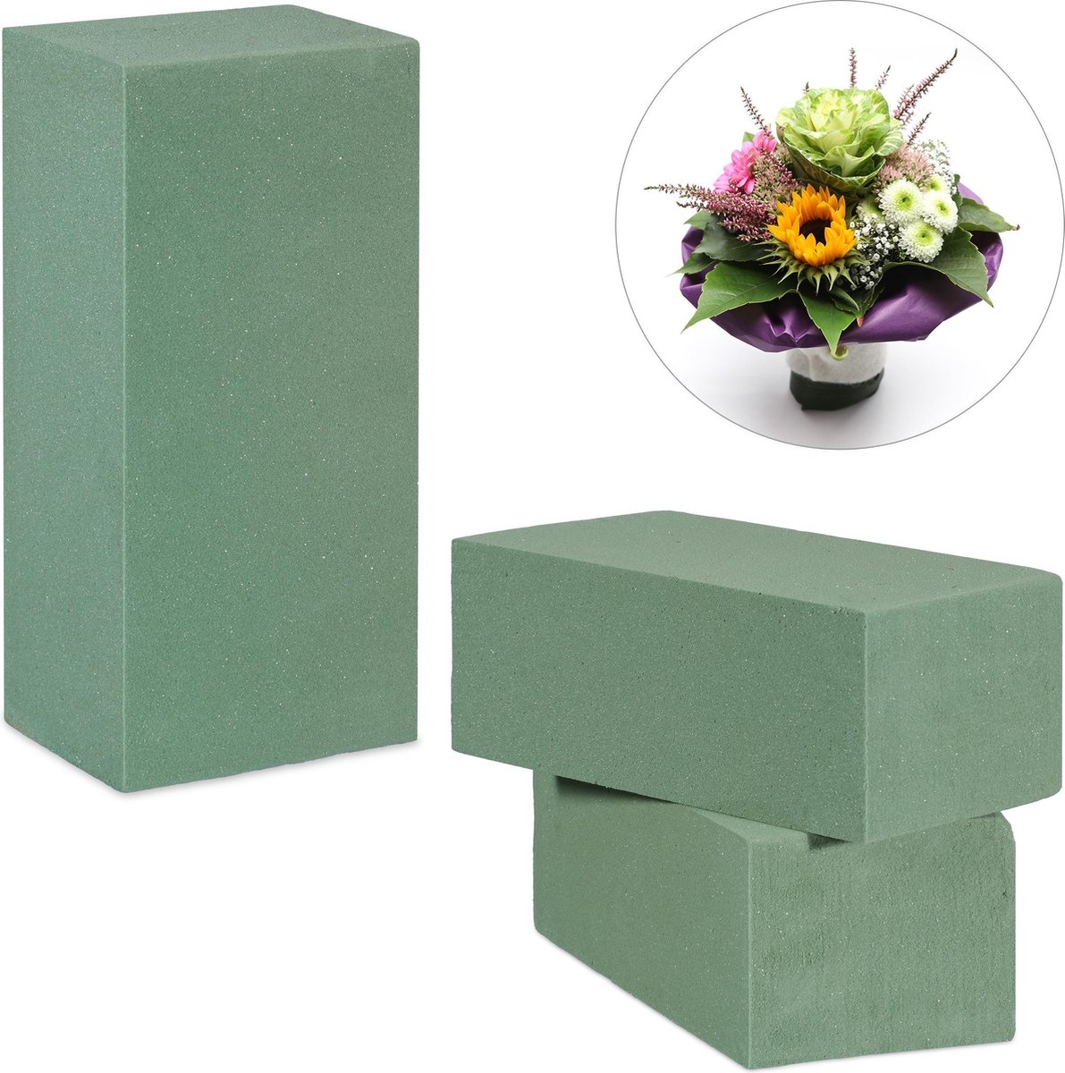 relaxdays steekschuim verse bloemen - oase blokken - nat - 3 stuks - groen - bloemstukken