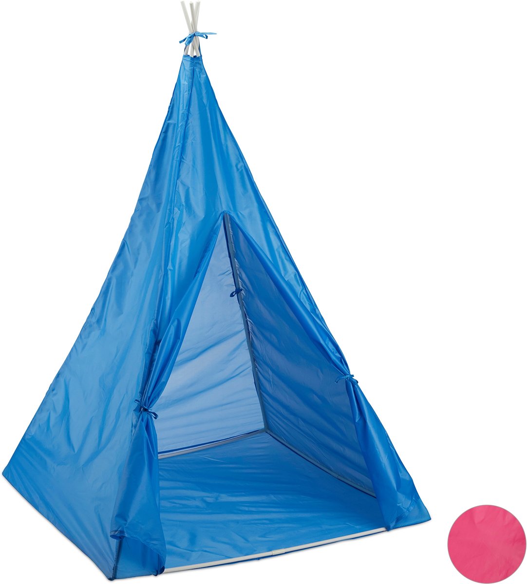 relaxdays tipi speeltent - indianentent voor kinderen - wigwam tent - kindertent - 100 cm blauw