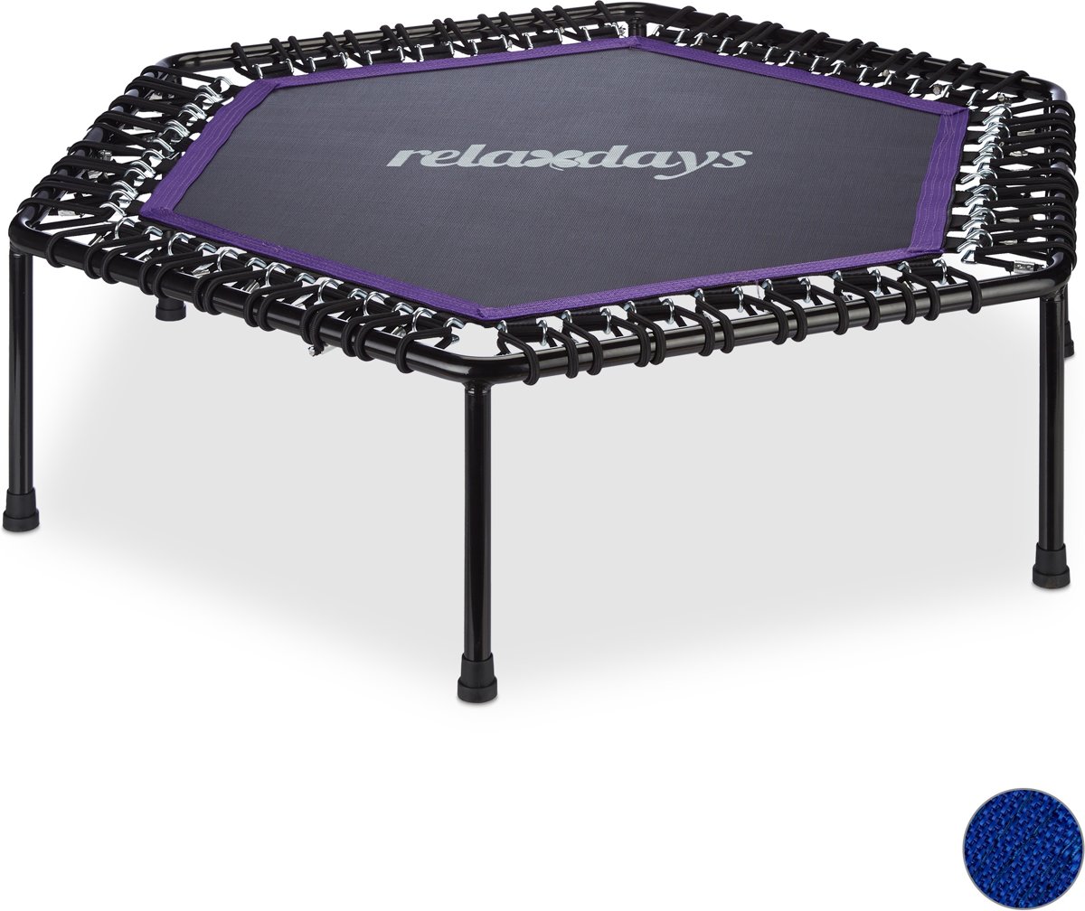 relaxdays trampoline zeshoekig - binnen - fitness-trampoline - mini trampoline - vouwbaar Paars