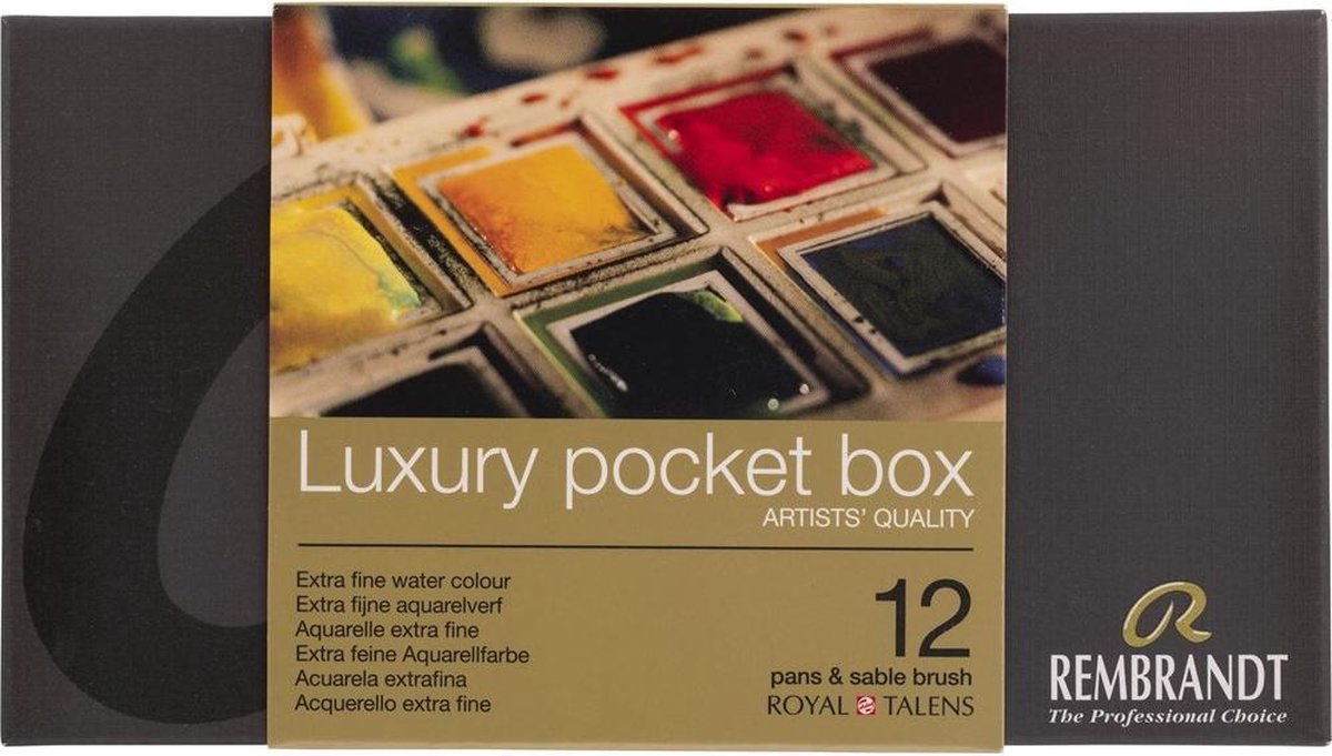 Rembrandt luxury water colour pocket box 12 pans & sable brushes