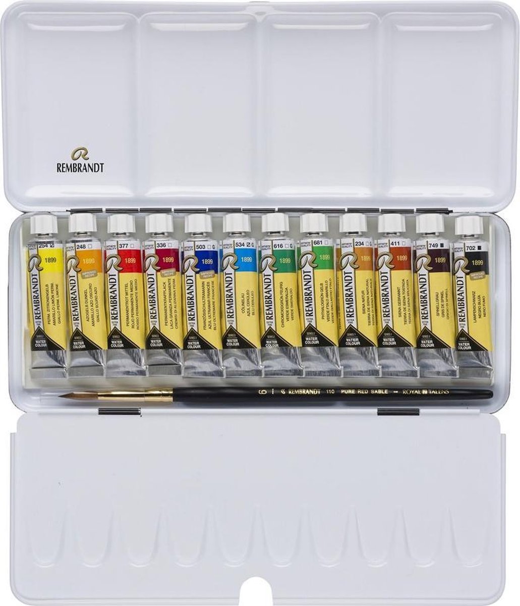 Rembrandt water colour box 12 10mL tubes - mono pigmented