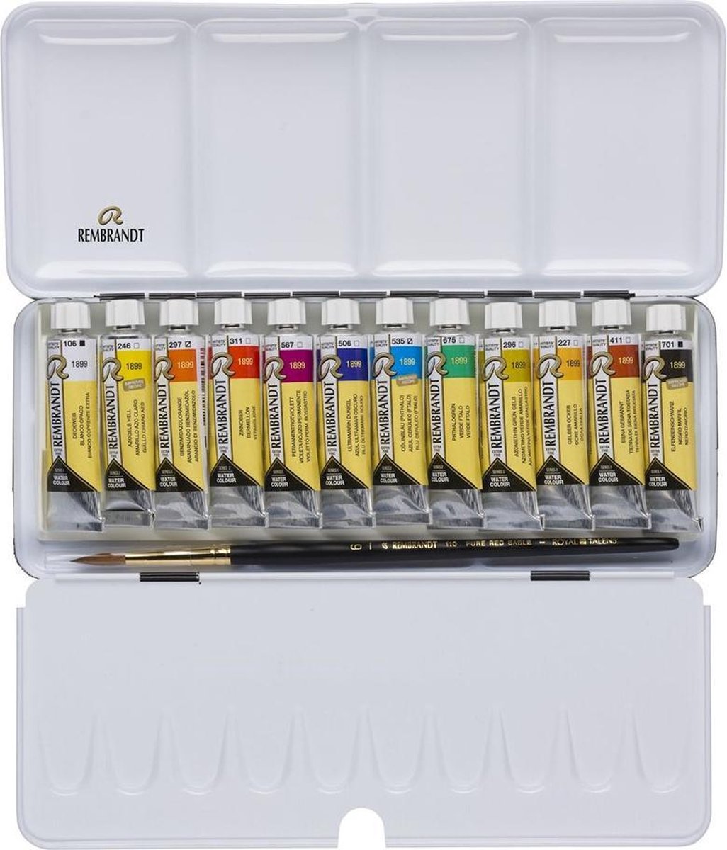 Rembrandt water colour box 12 10mL tubes - portrait selection