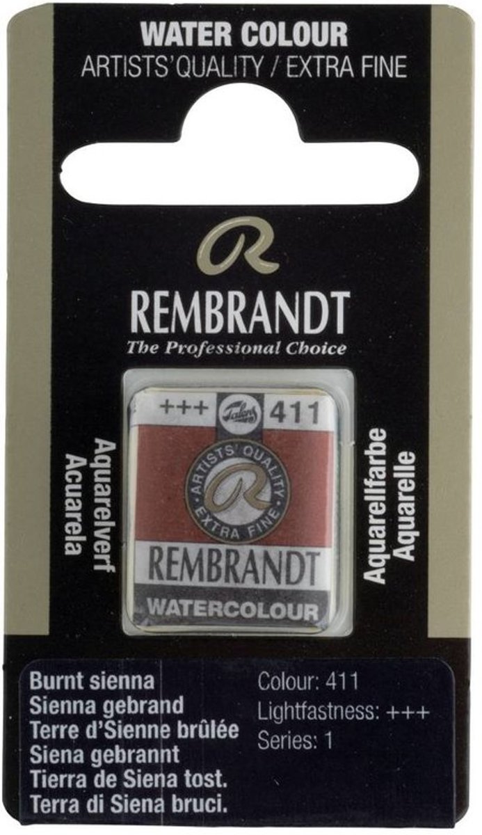 Rembrandt water colour napje Burnt Sienna (411)