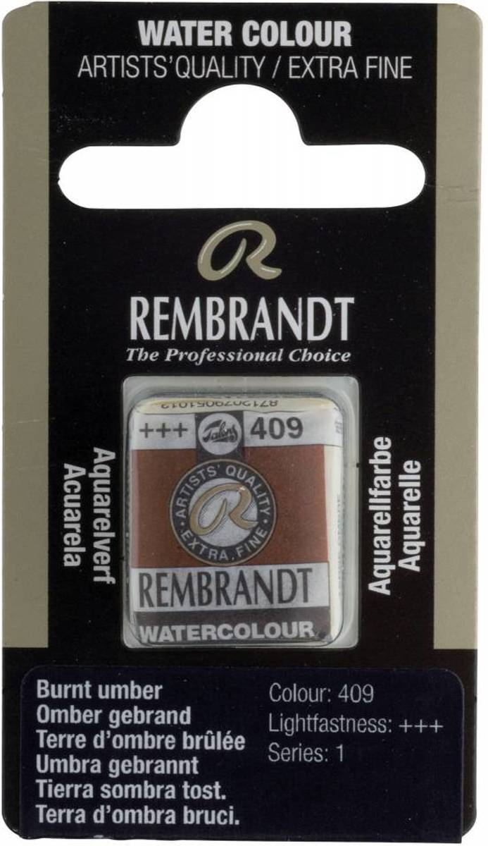 Rembrandt water colour napje Burnt Umber (409)