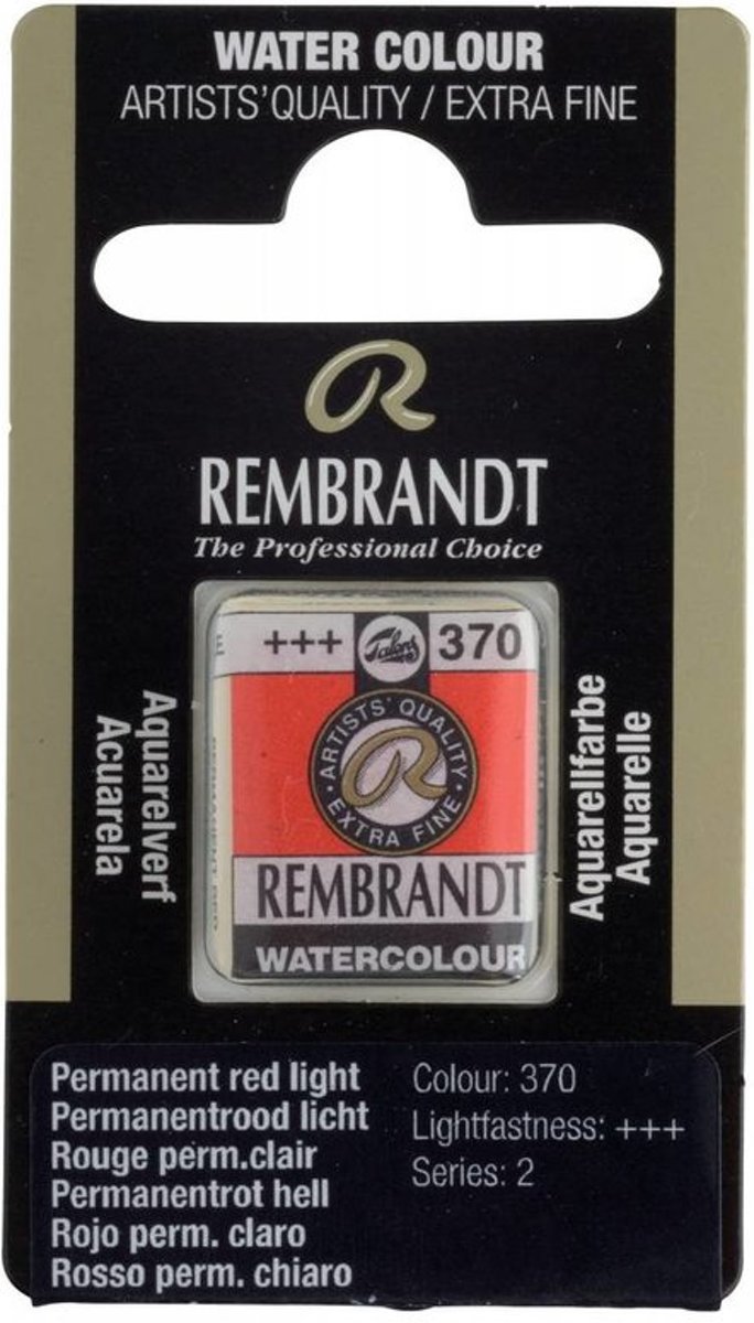 Rembrandt water colour napje Permanent Red Medium (377)