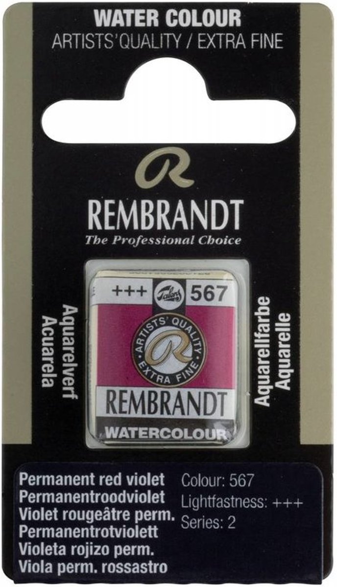 Rembrandt water colour napje Permanent Red Violet (567)