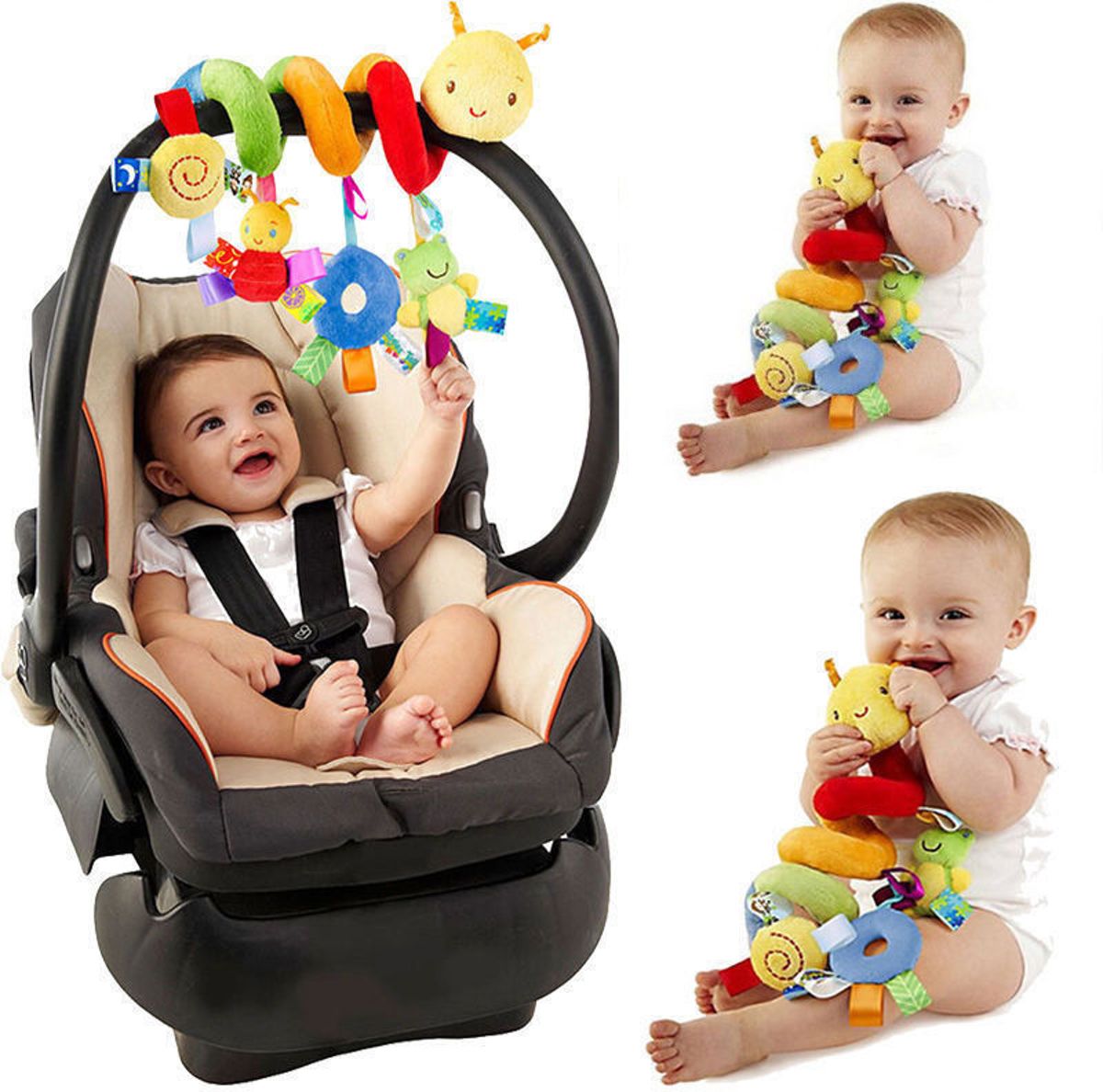 Baby spiraal – Baby Knuffels - Baby speelgoed - Spiraal speelgoed - boxspiraal - maxi cosi spiraal - kinderwagen speelgoed spiraal - buggy speelgoed - auto knuffel - baby spiraal speeltje – Autostoel ketting - kinder wagen knuffels