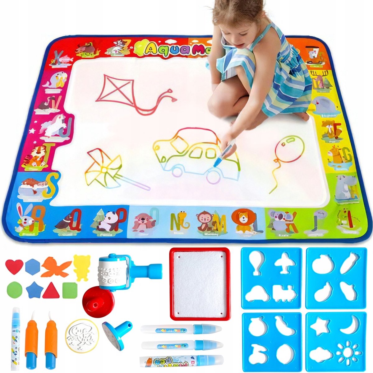 Watertekenmat XXL 120×90 cm – LS10060 – Met Accessoires – Herbruikbare Tekenmat voor Kinderen