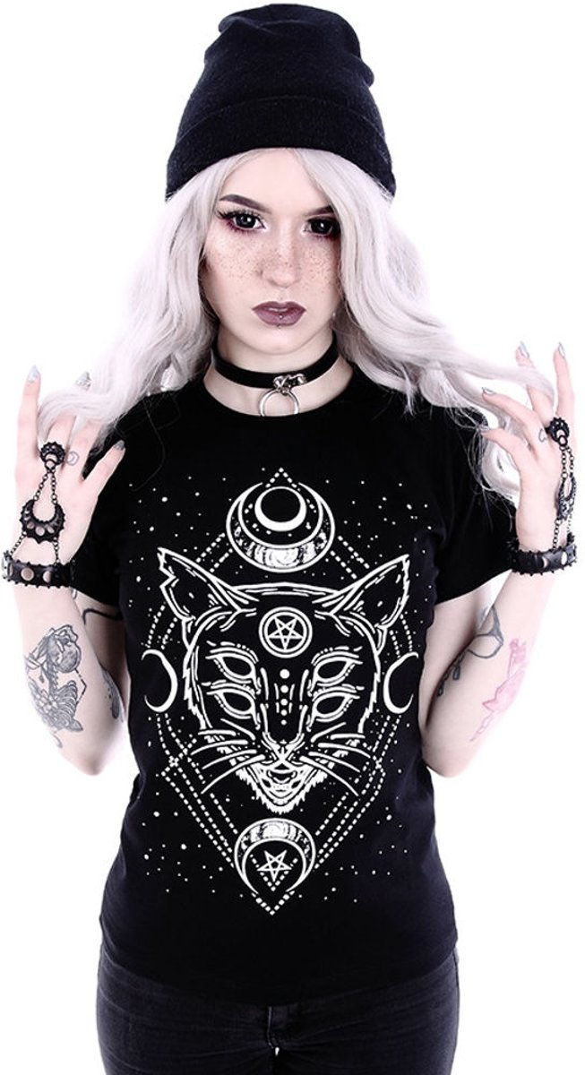 Galaxy Cat dames T-shirt zwart - L - Restyle