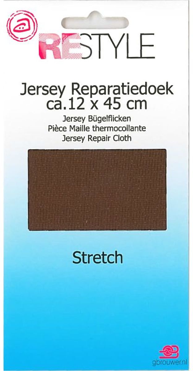 Jersey Reparatiedoek Strijkbaar 12 x 45 cm kleur Bruin