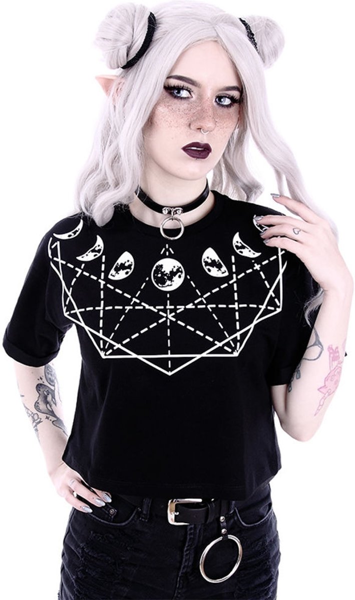 Moon Geometry crop top zwart - M - Restyle