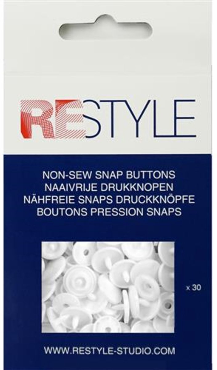 Naaivrije plastic drukknopen 12,4 mm, 30 stuks