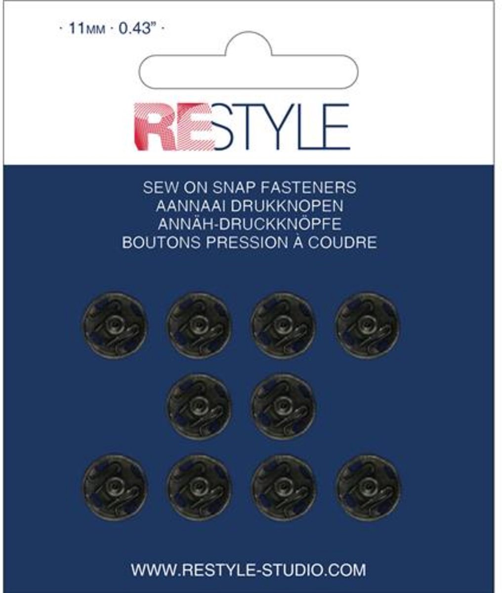 ReStyle 015.12013 Aannaaidrukknopen 11 mm zwart, 10 stuks