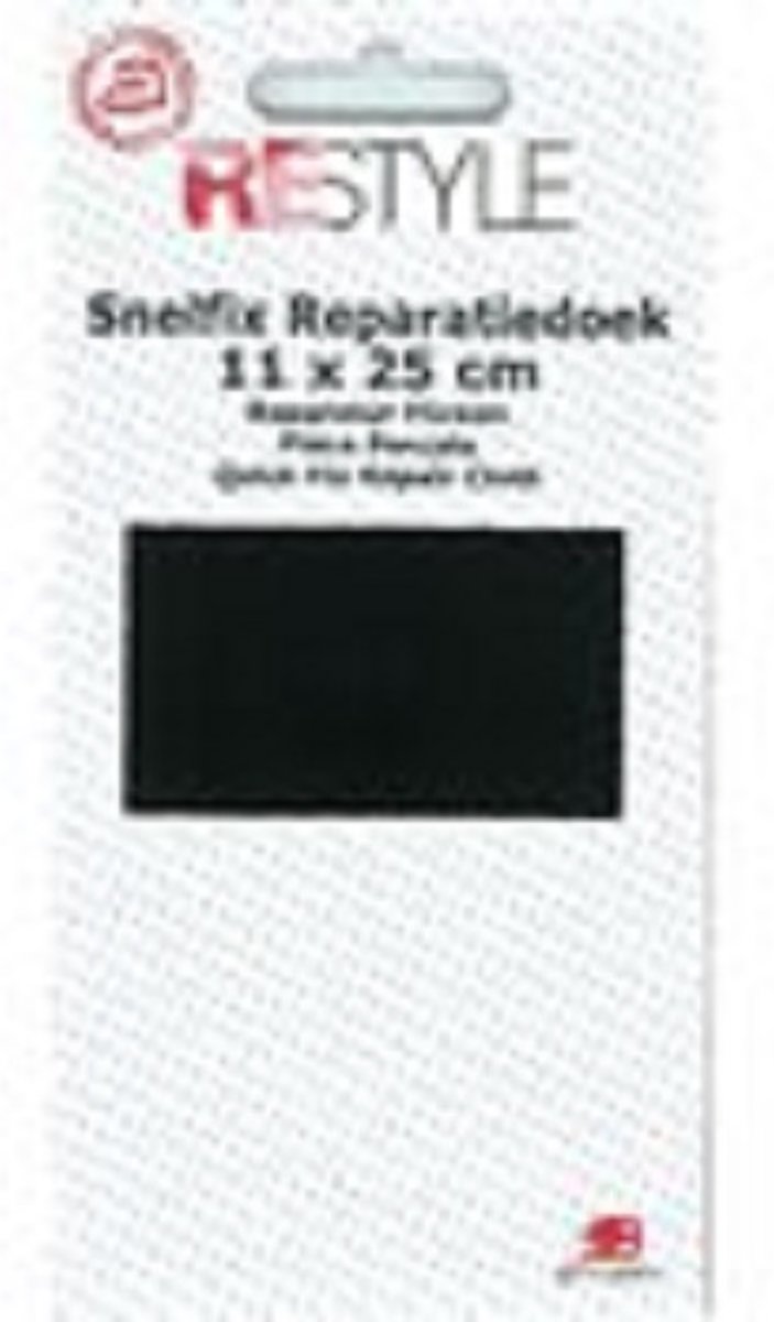 Reparatiedoek snelfix strijkbaar 11 x 25 cm kleur 000 Zwart