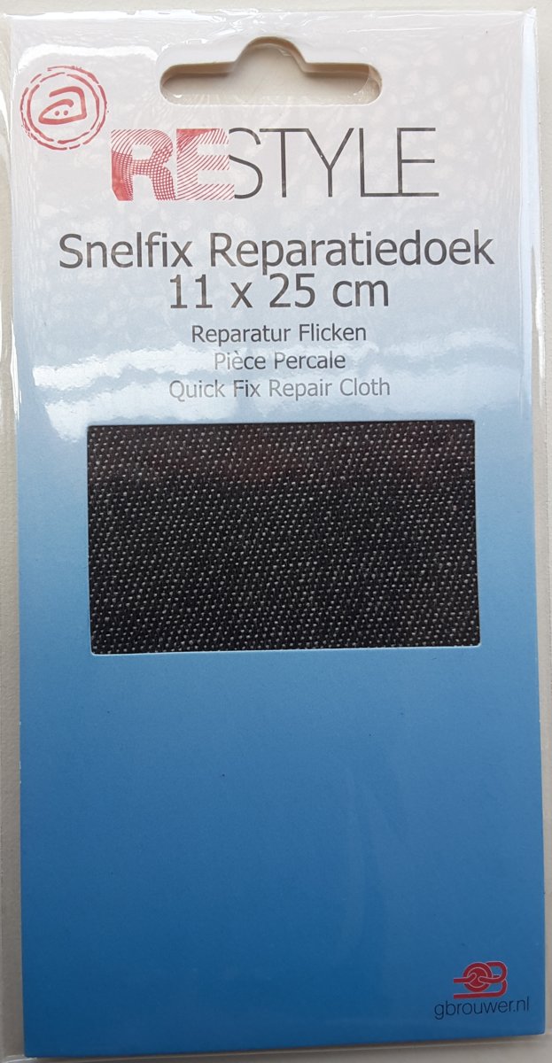 Reparatiedoek snelfix strijkbaar 11 x 25 cm kleur 000 Zwart jeans