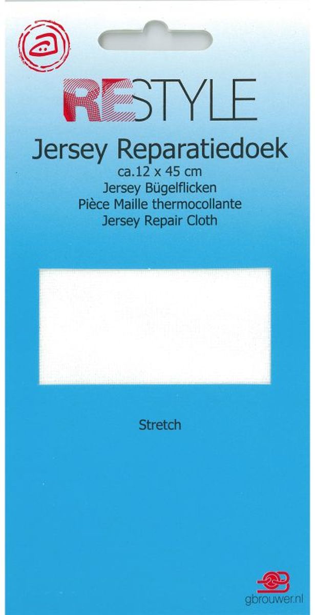   - Jersey Reparatiedoek Stretch - strijkbaar 12 x 45 cm - Wit