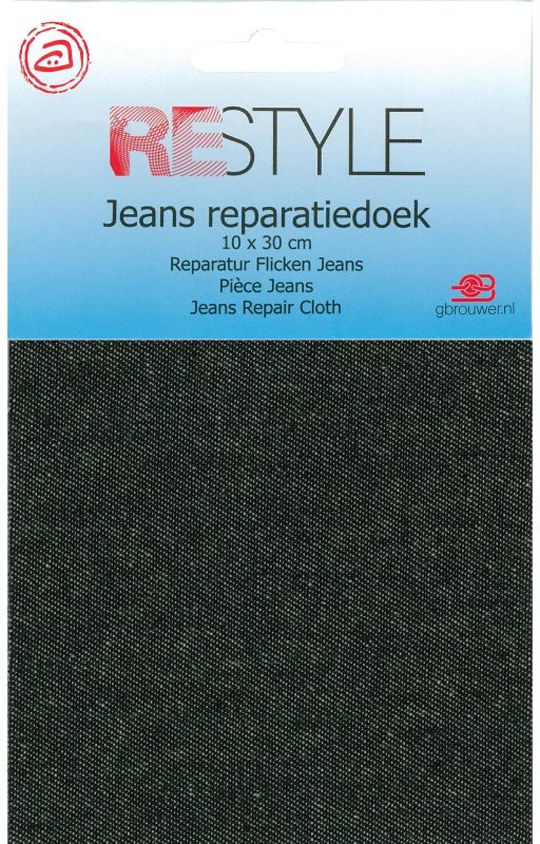 Restyle - Reparatiedoek Zwarte Jeans - Strijkbaar - 10x30cm