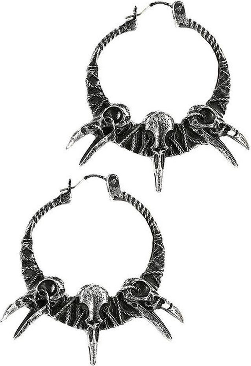 Restyle Oorbellen Raven Skulls Per paar Zilverkleurig