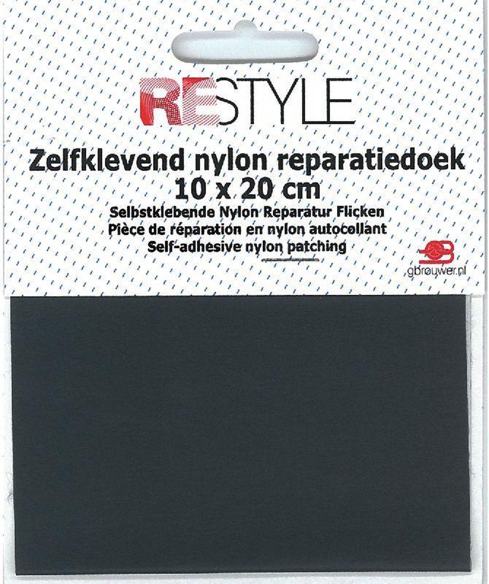 Restyle Strijkbaar Reparatiedoek Zwart - 10 x 20 cm