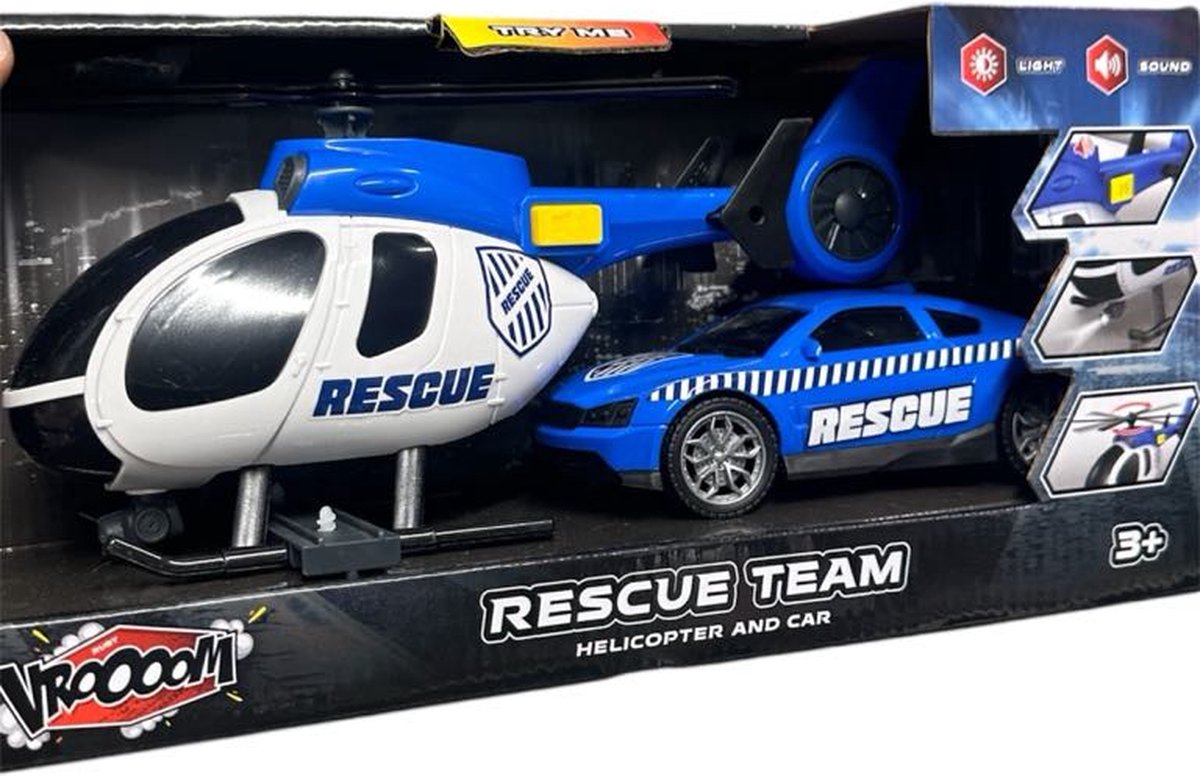 Reddingsteam helikopter en auto 2 stuks