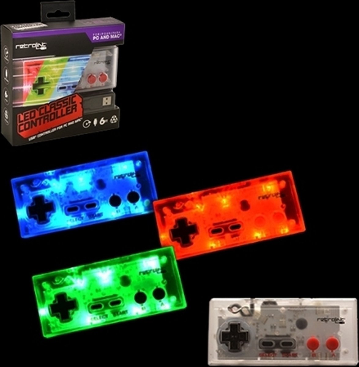 NES Controller USB Blue/Red/Gr. LED