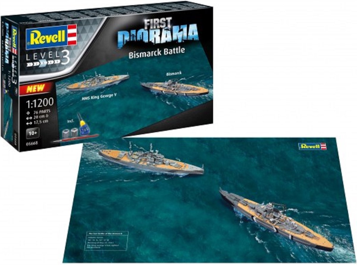 1:1200   05668 First Diorama Set - Bismarck Battle - Starter Kit Plastic kit